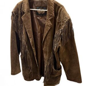 Vintage Suede fringe statement Jacket. Genuine leather